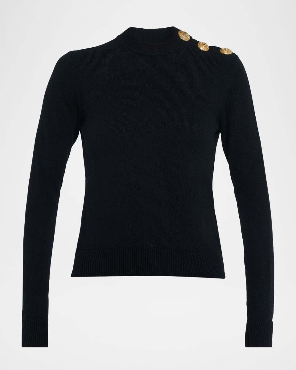 Three-Button Eco Cashmere Crewneck Sweater